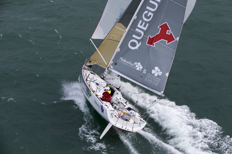 Yann Elies, skipper du Figaro Groupe Queguiner en entrainement pour la Solitaire du Figaro 2014 - Les Glenan le 25/03/2014