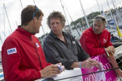 Ambiance sur les pontons avant le depart de la 1ere etape de la Solitaire du Figaro Etic Bompard Cachemire 2014 - Deauville le 08/06/2014