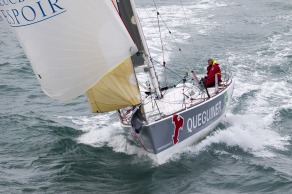 Yann Elies, skipper du Figaro Groupe Queguiner en entrainement pour la Solitaire du Figaro 2014 - Les Glenan le 25/03/2014