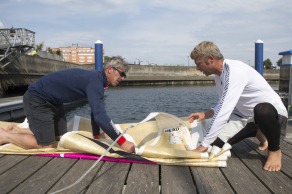 Neutralisation de la 2eme etape de la Solitaire du Figaro - Eric Bompard cachemire a la Corogne (Espagne) - le 08/06/2015