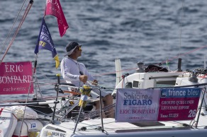 Yann Elies (Groupe Queguiner-Leucemie Espoir) lors de la 2eme etape de la Solitaire du Figaro - Eric Bompard cachemire entre La Corogne (Espagne) et La Cornouaille - Sanxenxo le 11/06/2015