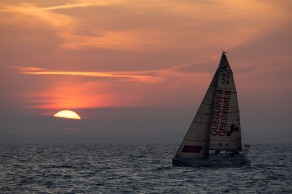 Yann Elies (Groupe Queguiner-Leucemie Espoir) lors de la 3eme etape de la Solitaire du Figaro - Eric Bompard cachemire entre La Cornouaille et Torbay (Angleterre) - Concarneau le 15/06/2015