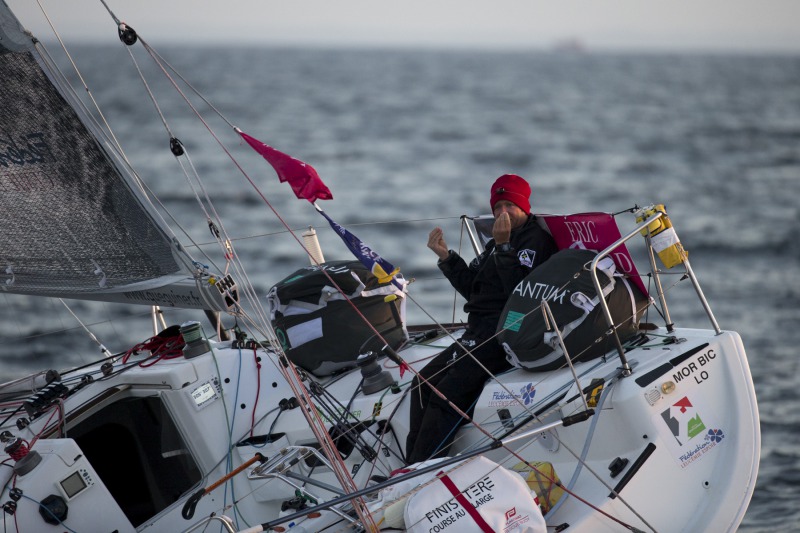 Yann Elies (Groupe Queguiner-Leucemie Espoir) lors de la 3eme etape de la Solitaire du Figaro - Eric Bompard cachemire entre La Cornouaille et Torbay (Angleterre) - Concarneau le 15/06/2015