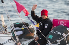 Yann Elies (Groupe Queguiner-Leucemie Espoir) lors de la 3eme etape de la Solitaire du Figaro - Eric Bompard cachemire entre La Cornouaille et Torbay (Angleterre) - Concarneau le 15/06/2015