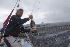 Yann Elies (Groupe Queguiner-Leucemie Espoir) Vainqueur de la 3eme etape de la Solitaire du Figaro - Eric Bompard cachemire entre La Cornouaille et Torbay (Angleterre) - le 17/06/2015