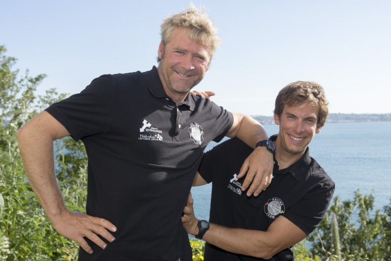 Yann Elies, skipper et Charlie Dalin, co-skipper de l Imoca Groupe Queguiner-Leucemie Espoir - le 18/06/2015