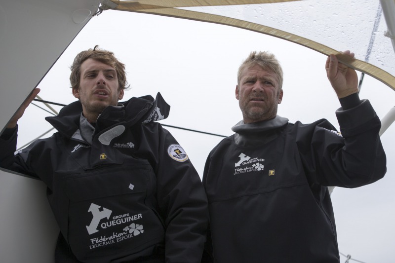 Entrainement a bord du monocoque Imoca Groupe Queguiner-Leucemie Espoir en vue de la Transat Jacques Vabre - Skipper : Yann Elies - Co_Skipper : Charlie Dalin -