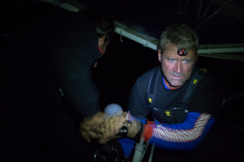 Entrainement a bord du monocoque Imoca Groupe Queguiner-Leucemie Espoir en vue de la Transat Jacques Vabre - Skipper : Yann Elies - Co-Skipper : Charlie Dalin -