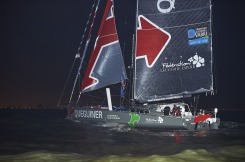 ITAJAÏ, (BRAZIL), le 11 novembre 2015,Transat Jacques Vabre 2015, dans la classe IMOCA, 3eme place pour monocoque QUEGUINER - LEUCEMIE ESPOIR skippers, YANN ELIES et CHARLIE DALIN