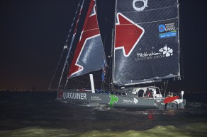 ITAJAÏ, (BRAZIL), le 11 novembre 2015,Transat Jacques Vabre 2015, dans la classe IMOCA, 3eme place pour monocoque QUEGUINER - LEUCEMIE ESPOIR skippers, YANN ELIES et CHARLIE DALIN