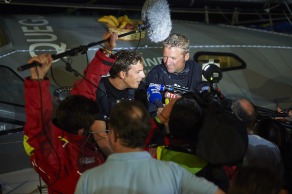 ITAJAÏ, (BRAZIL), le 11 novembre 2015,Transat Jacques Vabre 2015, dans la classe IMOCA, 3eme place pour monocoque QUEGUINER - LEUCEMIE ESPOIR skippers, YANN ELIES et CHARLIE DALIN