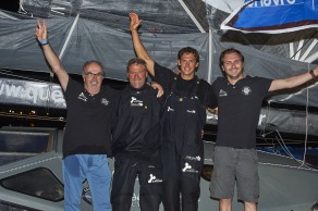 ITAJAÏ, (BRAZIL), le 11 novembre 2015,Transat Jacques Vabre 2015, dans la classe IMOCA, 3eme place pour monocoque QUEGUINER - LEUCEMIE ESPOIR skippers, YANN ELIES et CHARLIE DALIN