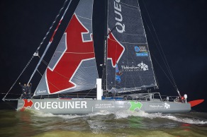 ITAJAÏ, (BRAZIL), le 11 novembre 2015,Transat Jacques Vabre 2015, dans la classe IMOCA, 3eme place pour monocoque QUEGUINER - LEUCEMIE ESPOIR skippers, YANN ELIES et CHARLIE DALIN