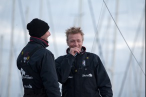 Yann Elies, skipper de l Imoca Queguiner-Leucemie Espoir avant le depart du Vendee Globe 2016 - Les Sables d'Olonne le 06/11/2016