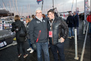 Yann Elies, skipper de l Imoca Queguiner-Leucemie Espoir avant le depart du Vendee Globe 2016 - Les Sables d'Olonne le 06/11/2016