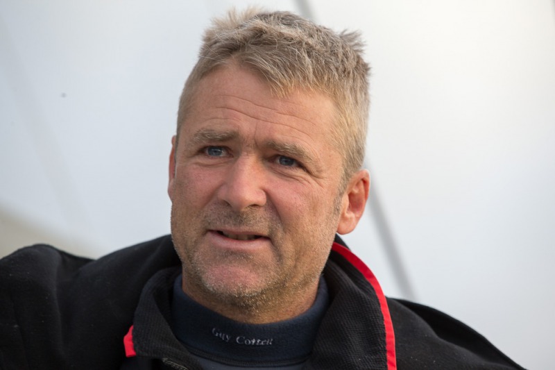 Yann Elies, skipper de l Imoca Queguiner-Leucemie Espoir avant le depart du Vendee Globe 2016 - Les Sables d'Olonne le 06/11/2016