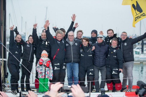 Yann Elies, skipper du monocoque Imoca Queguiner-Leucemie Espoir, 5eme du Vendee Globe 2016-2017 en 80j 3h 11m et 9s- Les Sables d Olonne le 25/01/2017