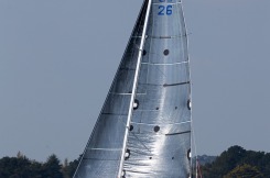 Yann Elies, skipper du Figaro Queguiner-Leucemie Espoir lors du depart de la Solo Concarneau 2017 - le 06/04/2017