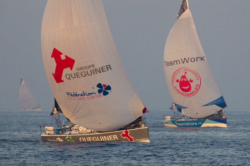 Yann Elies (Queguiner - Leucemie Espoir) lors du départ de la 4ème étape de la Solitaire URGO Le Figaro