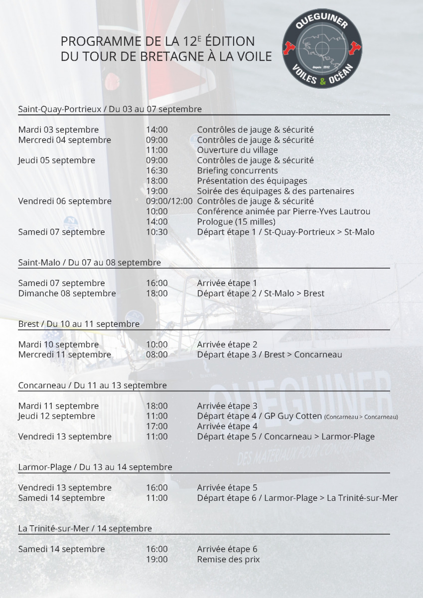 Tour de Bretagne à la Voile - programme