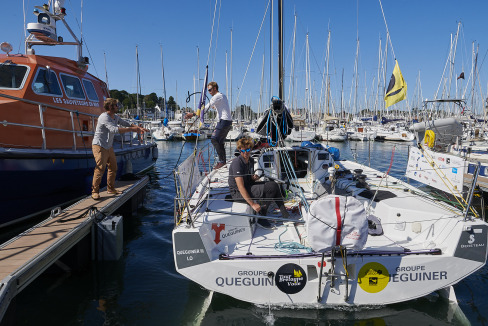 Samedi 14 septembre 2019, la Trinité sur mer, Tour de Bretagne Voile 2019, arriées de la dernière étape Lorient-La Trinité sur Mer. QUEGUINER-KAYAK,LE TURQUAIS Tanguy et BERRY Luke.