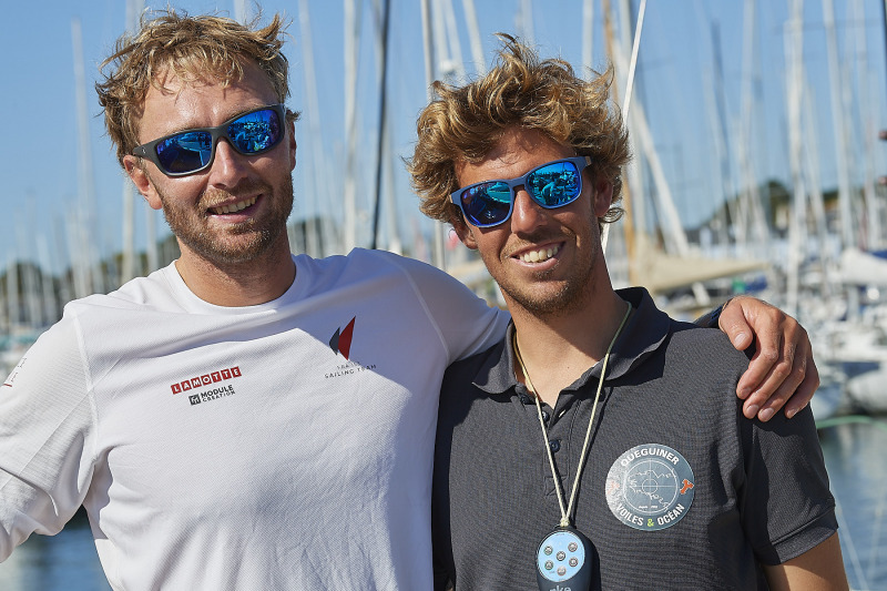 Samedi 14 septembre 2019, la Trinité sur mer, Tour de Bretagne Voile 2019, arriées de la dernière étape Lorient-La Trinité sur Mer. QUEGUINER-KAYAK,LE TURQUAIS Tanguy et BERRY Luke.