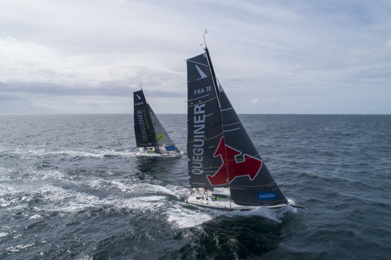 Entrainement de Tanguy Le Turquais (Figaro Groupe Queguiner - Inoveo) et de Yann Elies (Queguiner Materiaux - Fondation Leucemie Espoir) en vue de la Solitaire du Figaro 2020 - Port La Foret le 22/08/2020