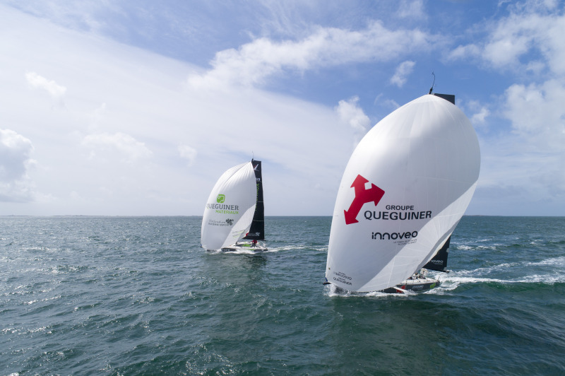 Entrainement de Tanguy Le Turquais (Figaro Groupe Queguiner - Inoveo) et de Yann Elies (Queguiner Materiaux - Fondation Leucemie Espoir) en vue de la Solitaire du Figaro 2020 - Port La Foret le 22/08/2020