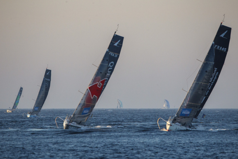 Les Figaroau passage du phare de Longships lors de la 3eme etape de la Solitaire du Figaro 2021 entre Fecamp et la Baie de Morlaix - Fecamp le 07/09/2021