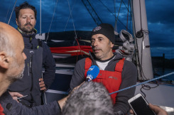 Corentin Douguet et Yohann Richomme ? bord du Class 40 Queguiner-Innoveo deuxi?me de la CIC Normandy Channel Race 2022, Ouistreham le 20 mai 2022,
Photo ? Jean-Marie LIOT / CIC Normandy Channel Race